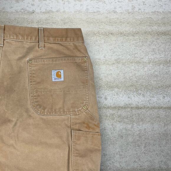 Vintage Carhartt Double Knees Carpenter Pants Tan Union Made in USA Baggy 90s - Picture 3 of 10
